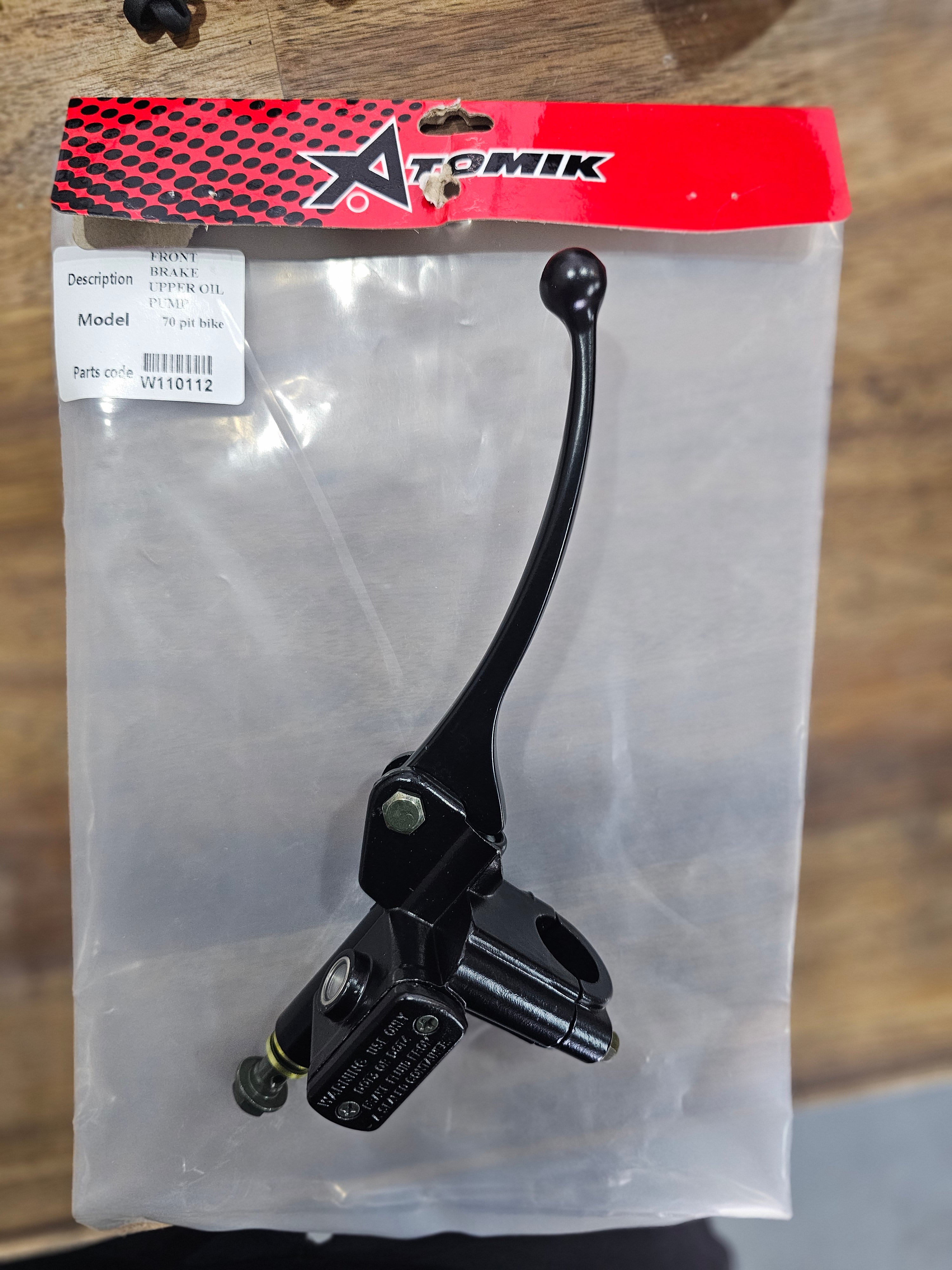 Atomik Motox70 70cc Front Brake Master Cylinder with Lever Complete 10mm Banjo