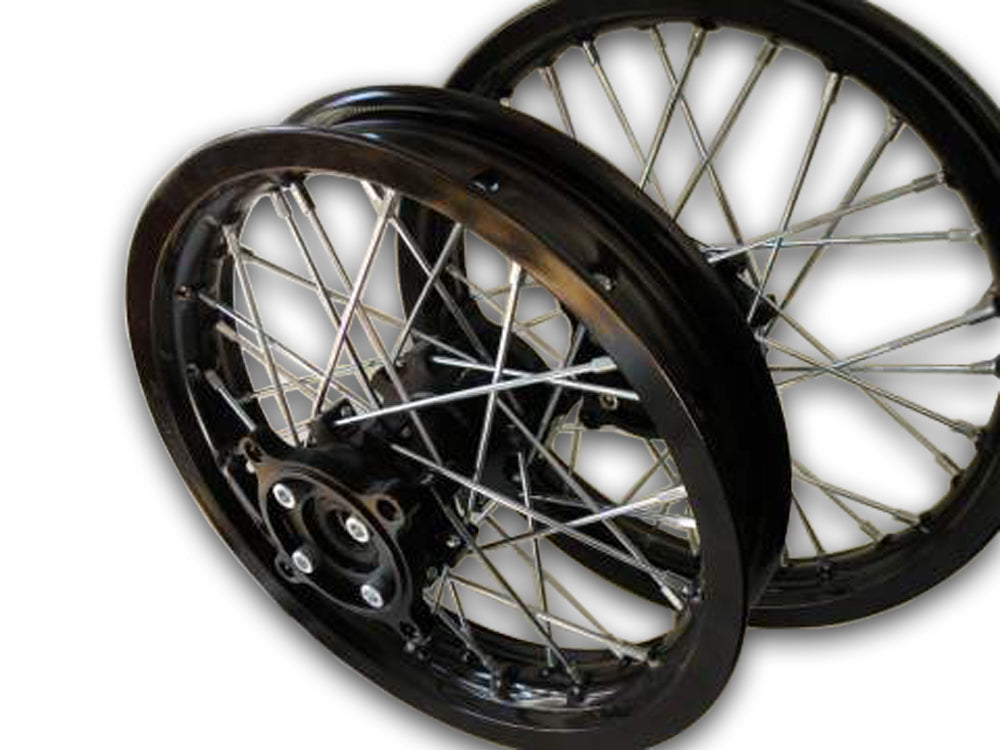 Black Rim Black Hub 14" Front 12" Rear Wheel Set
