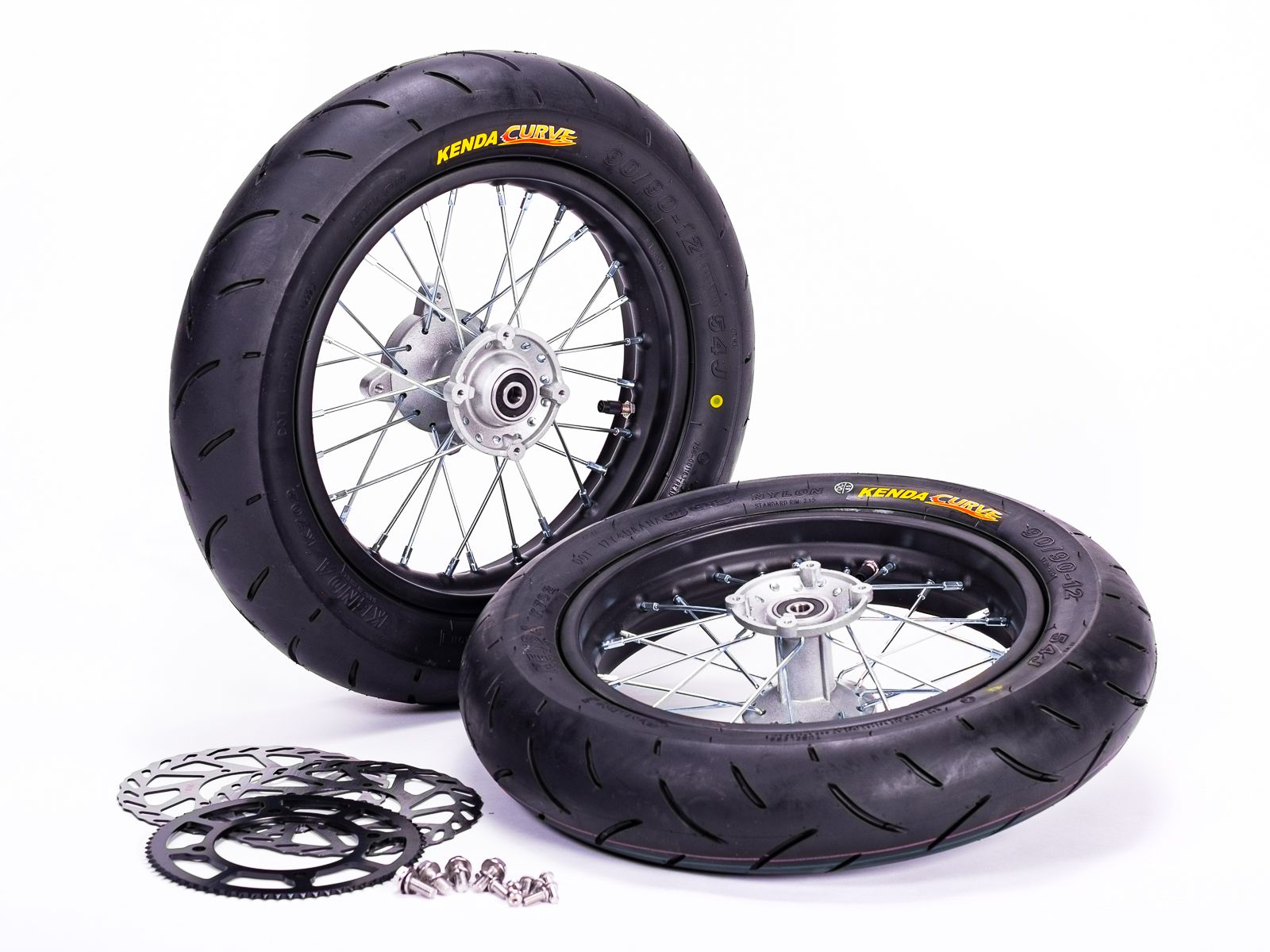 EBOX V2 V3 SUPER MOTARD WHEEL KIT 12/12 KENDA TYRES