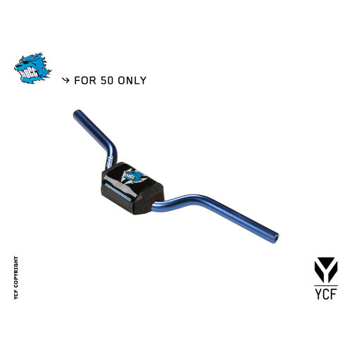 YCF 50A/50E BLUE ALLOY H/BAR WITH BLACK BAR PAD – product image 1