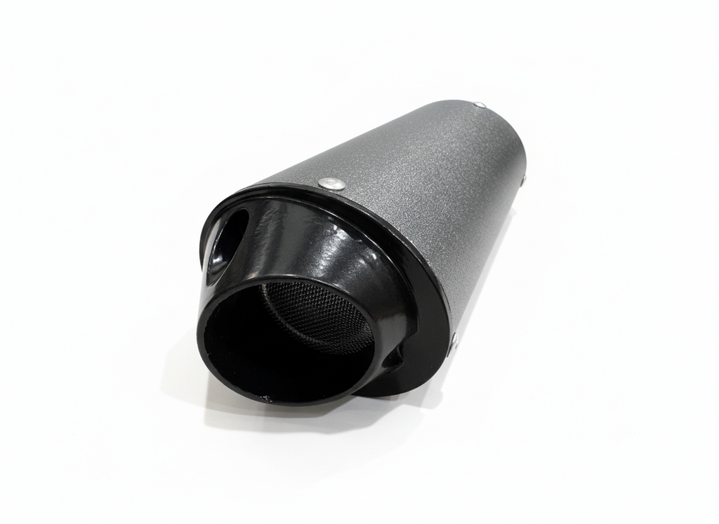 38mm Matt Grey Alloy Exhaust Muffler with Clamp