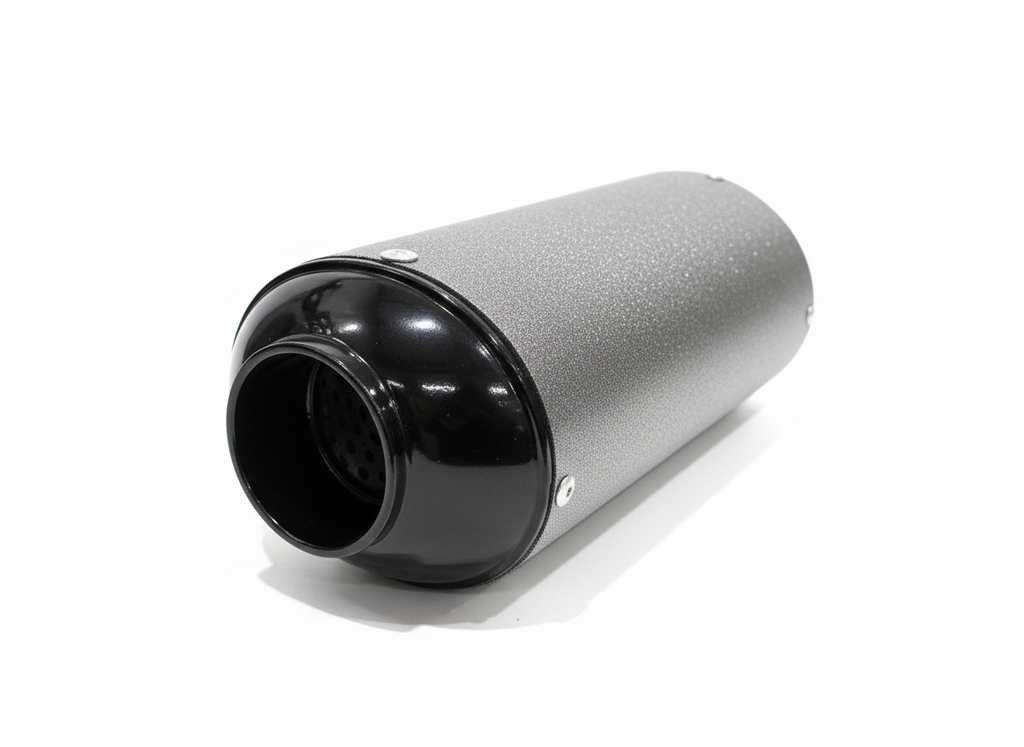 38mm Matt Grey Alloy Exhaust Muffler with Clamp