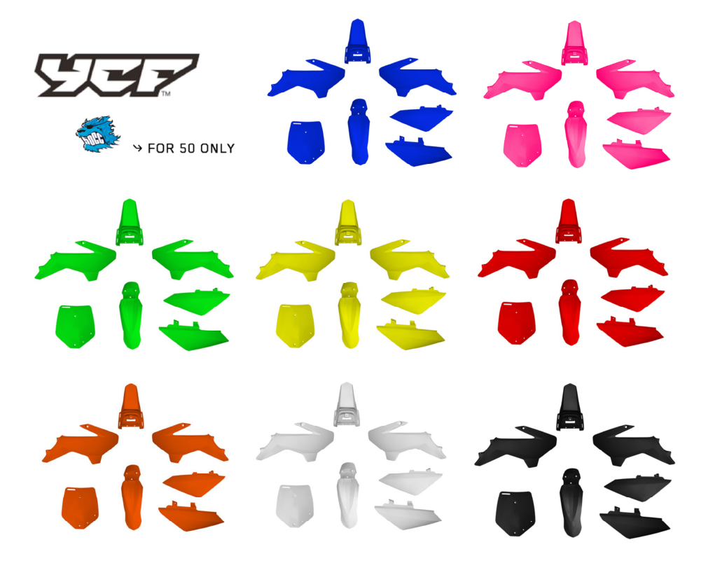 YCF 50A/50E COMPLETE PLASTICS KITS (MY14>MY21) – product image 1