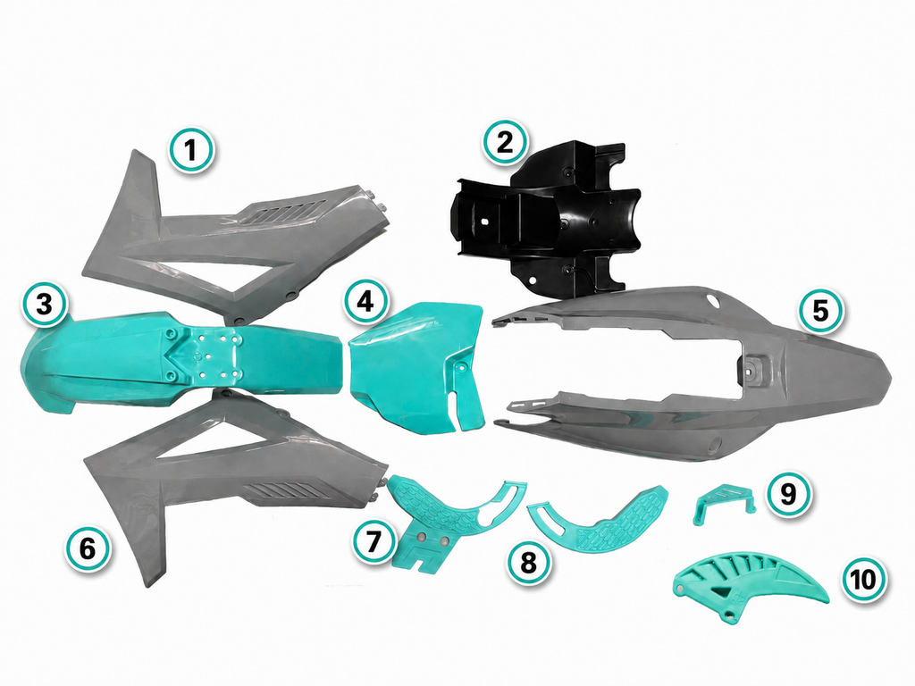 2022-24 PitsterPRO FSE 125/140 KTM 65 Plastic Kit (Auqa / Grey)
