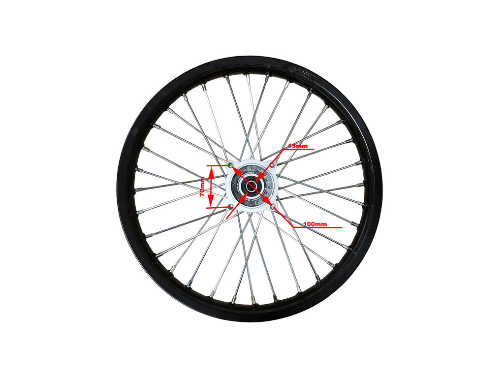 17" Front, 15mm Axle Hub, HD Black Alloy Rim (1.6 x 17)