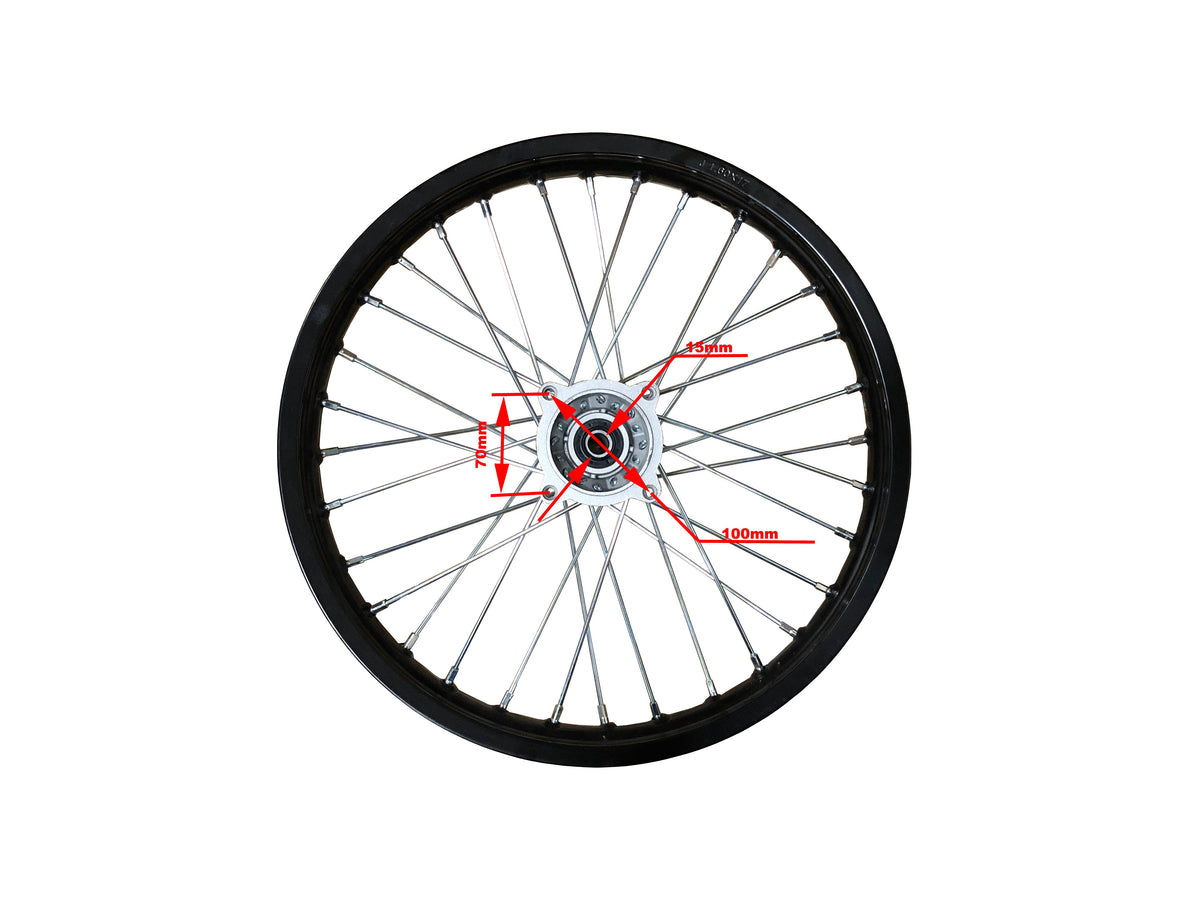 17" Front, 15mm Axle Hub, HD Black Alloy Rim (1.6 x 17)