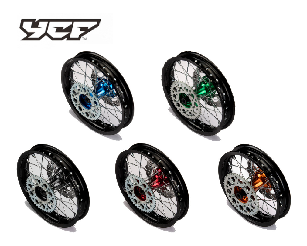 ALLOY REAR WHEEL BLACK 1.85X14' CNC HUB COLOURED/DISC – product image 1