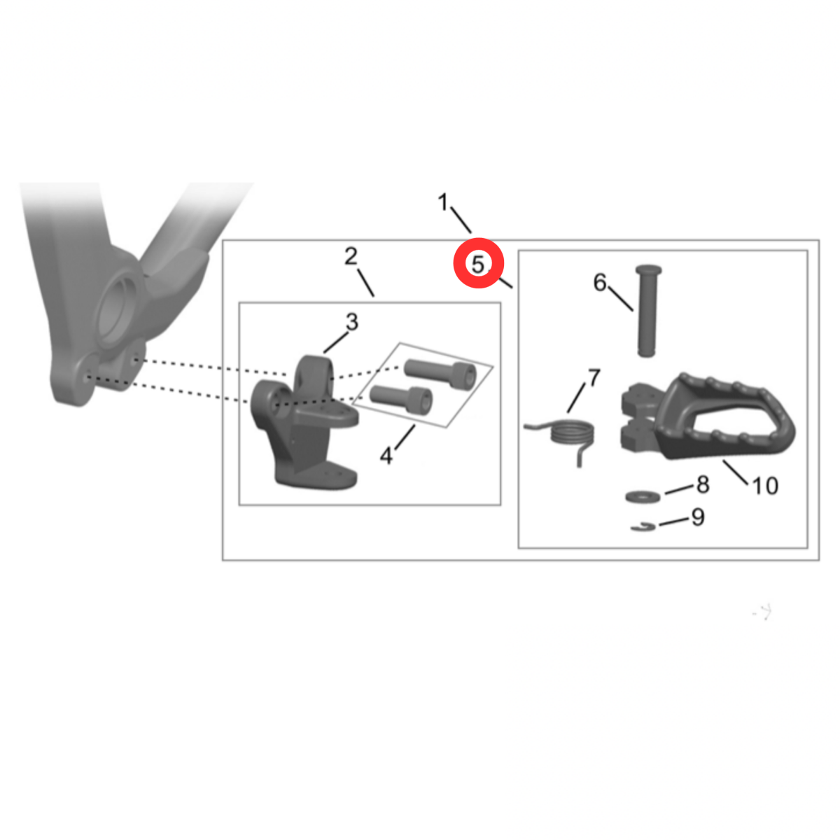 Surron Hyper Bee Right Footpeg Assembly with Mounting Bracket, image 3