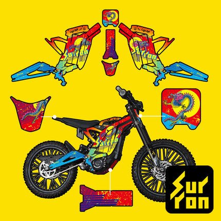 Surron Light Bee Decals/Sticker kit - Dragon Sun - Blue, image 2