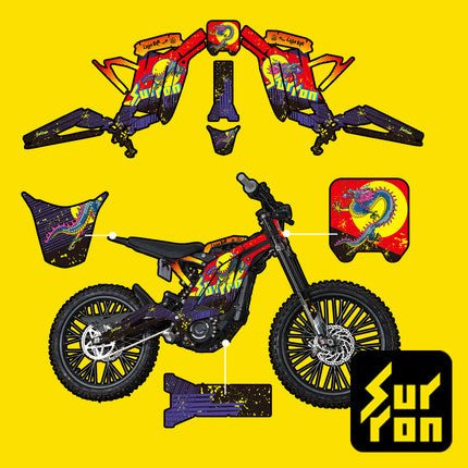 Surron Light Bee Decals/Sticker kit - Dragon Sun - Purple, image 3