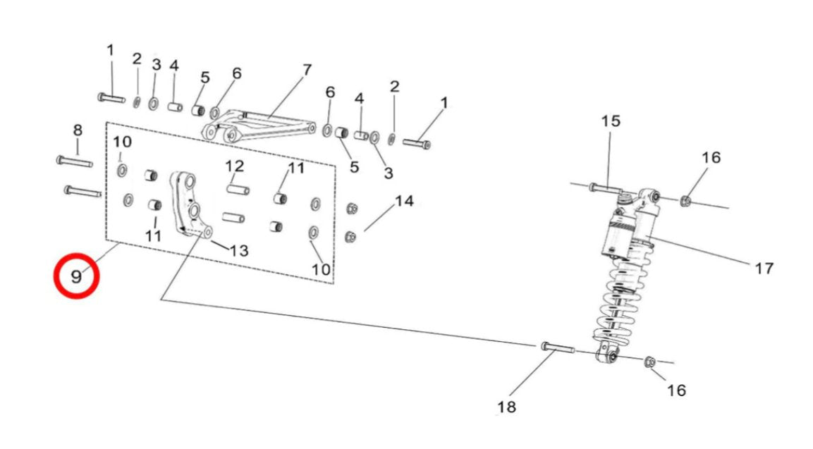 Surron Light Bee Rear Shock Linkage Assembly, image 3