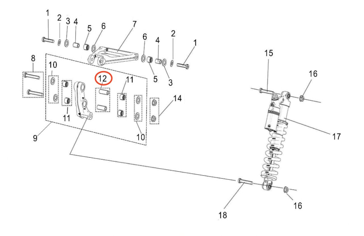 Surron Light Bee Rear Shock Linkage Bushing, image 3