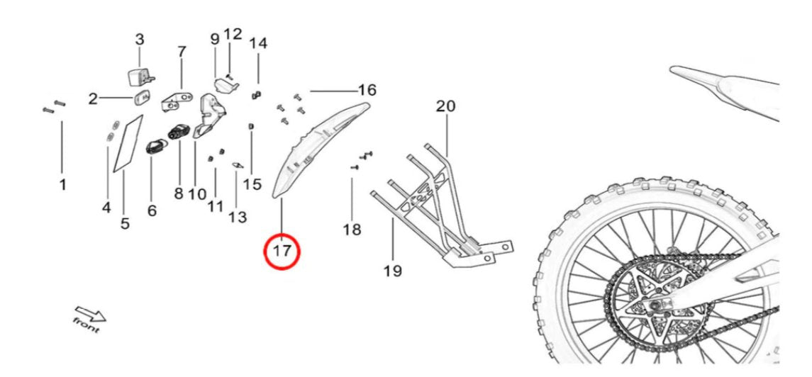 Surron Light Bee Rear Tire Hugger, image 3