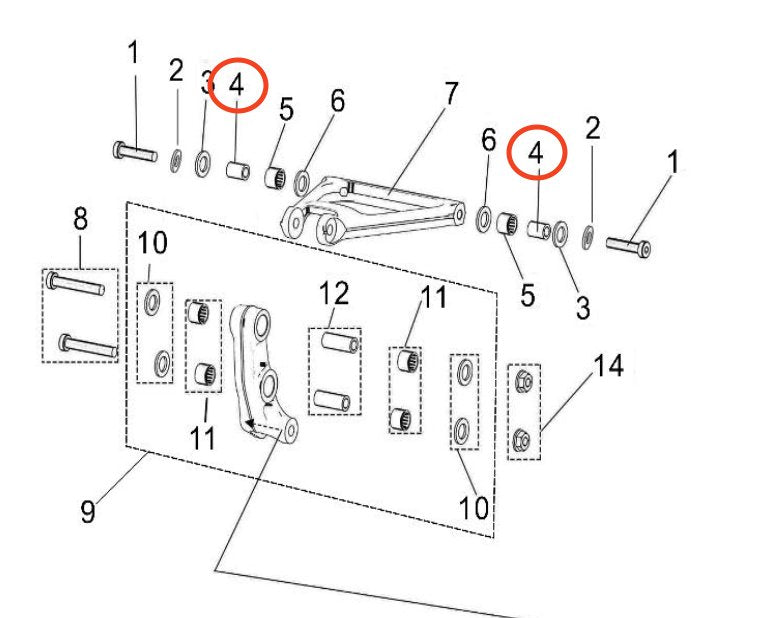 Surron Light Bee Rear Triangle Connector Bushing, image 3