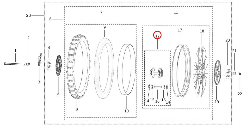Surron Light Bee Rear Wheel Hub Assembly, image 3