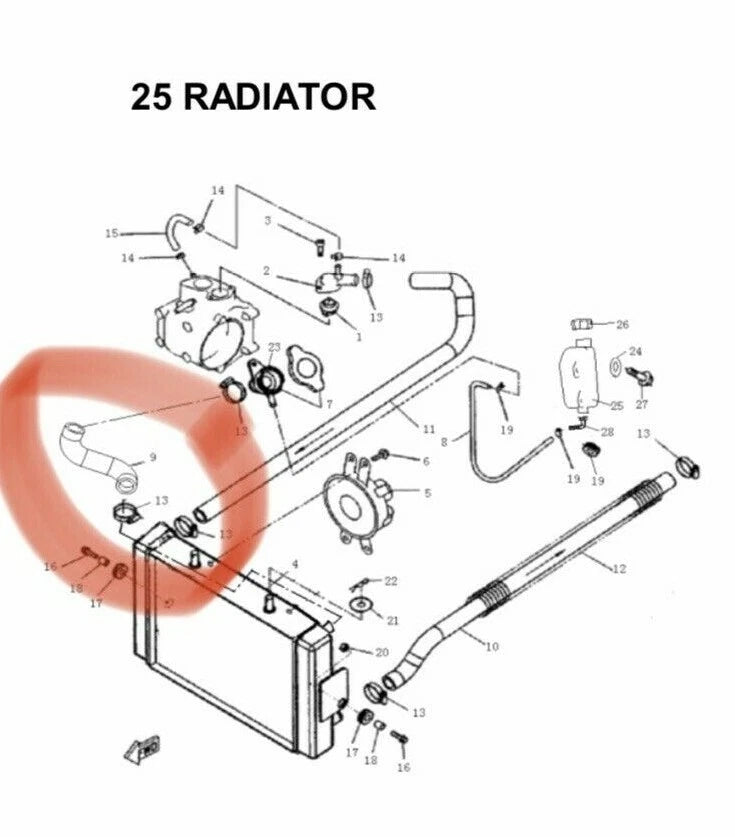 Atomik Krusher 300cc Radiator Filler Hose 2.6.01.0071