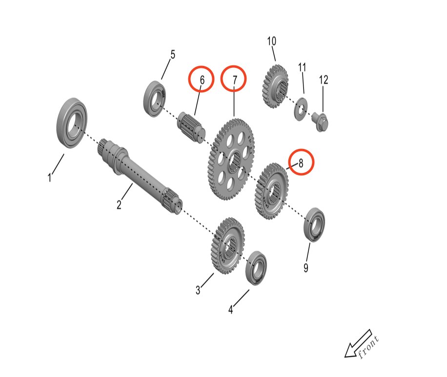 Surron Storm Bee Transition and Output Shaft Gear Assembly, image 3